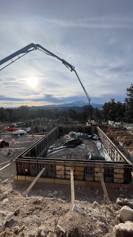 Concrete pour at sunset