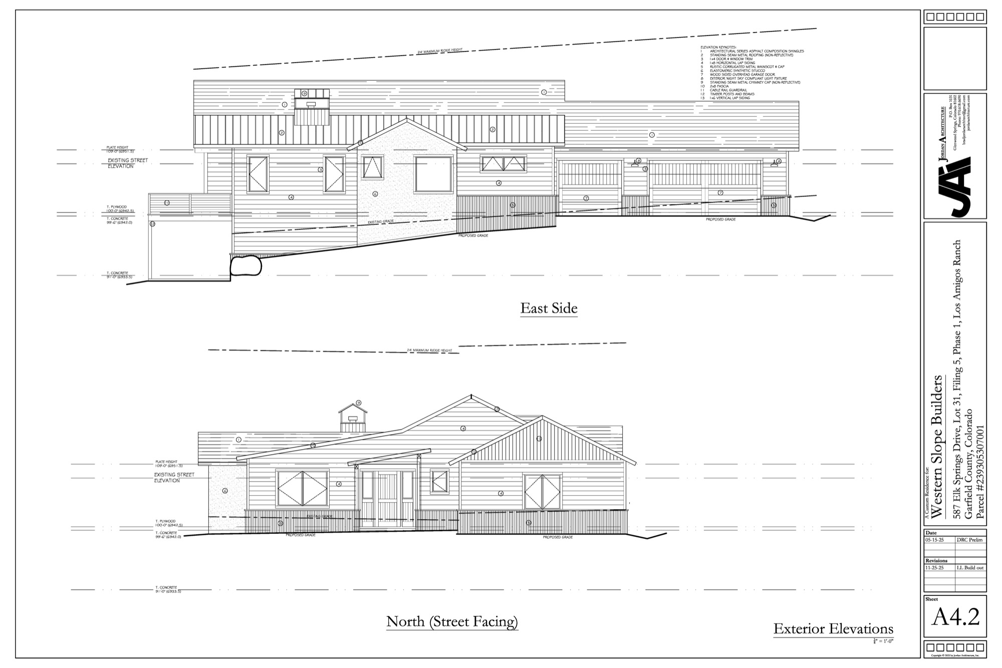 East and North Exterior Elevations