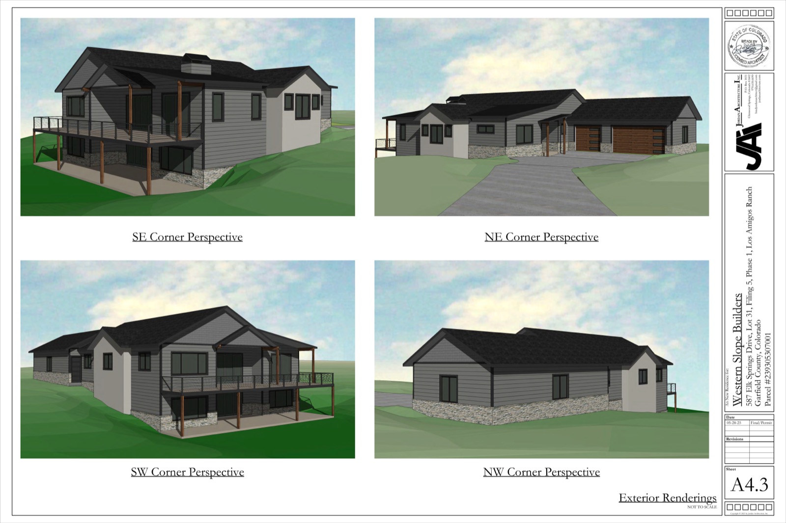 Exterior renderings of The Vista from all four corners