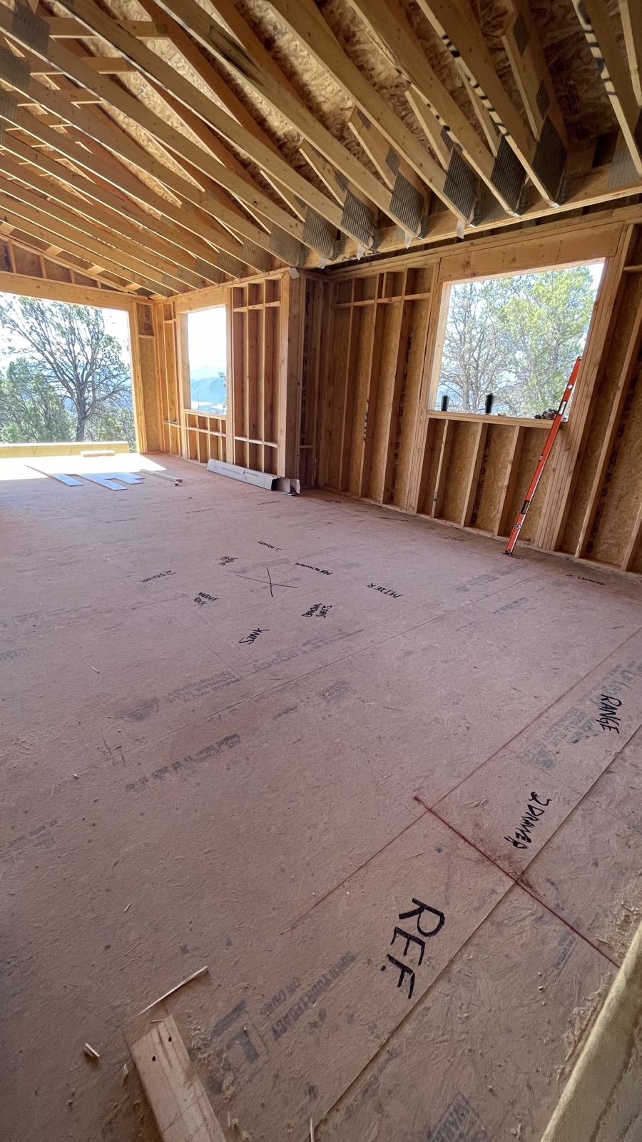 Interior framing looking out at views